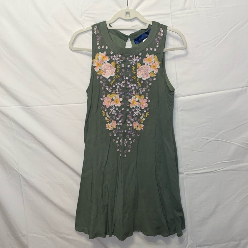 Green floral mini dress